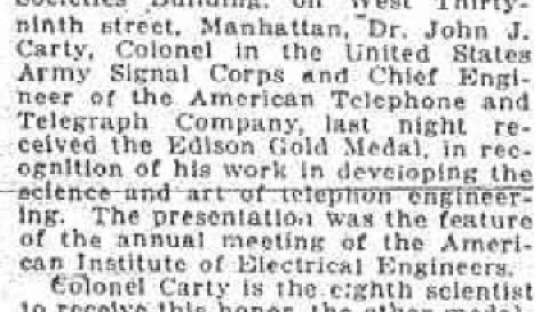 Preview of Medal for Col. Carty article
