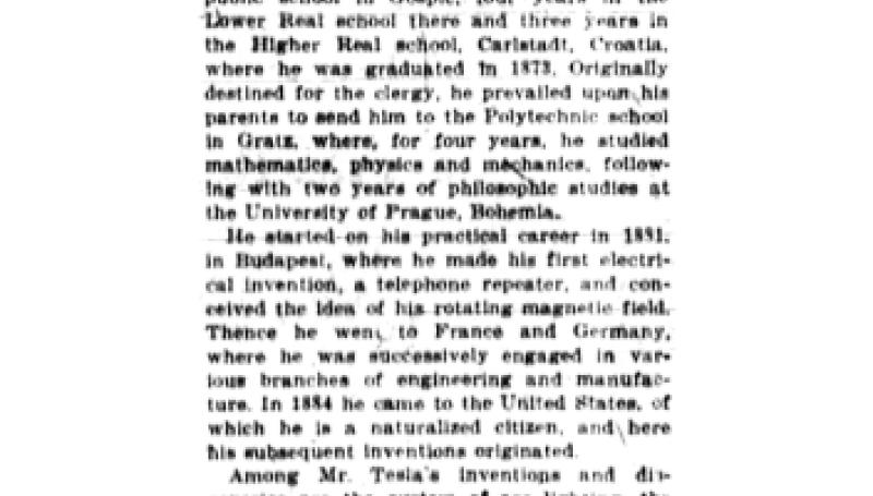 Preview of Story of Tesla Told article