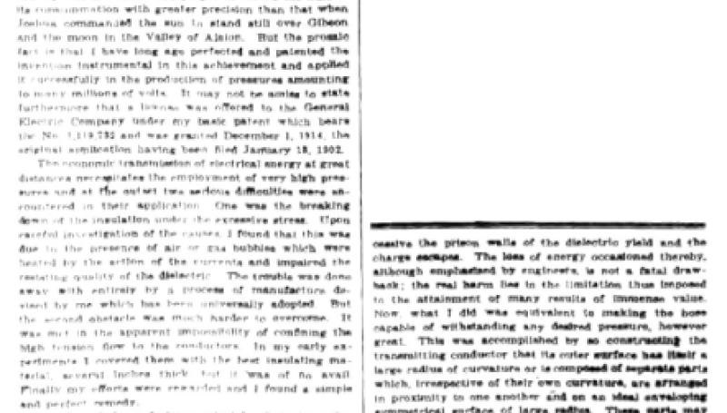 Preview of Nikola Tesla on Electric Transmission article