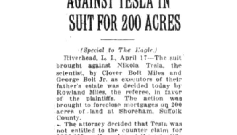 Preview of Referee Decides Against Tesla in Suit for 200 Acres article