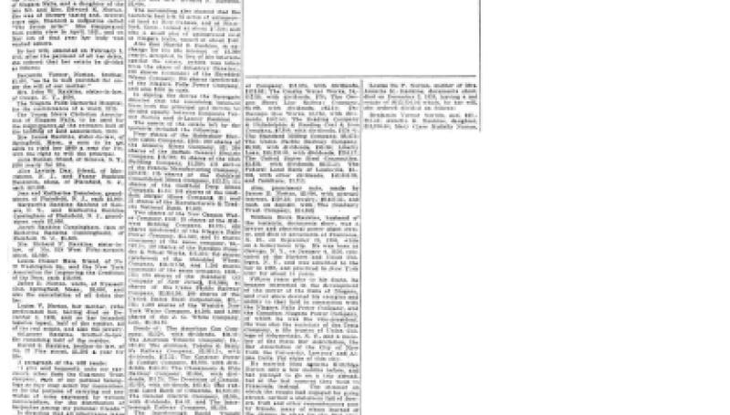 Preview of Will of Late Mrs. Annette K. Rankine, Widow of Former Power Magnate Insures Bequests to Local Concerns article
