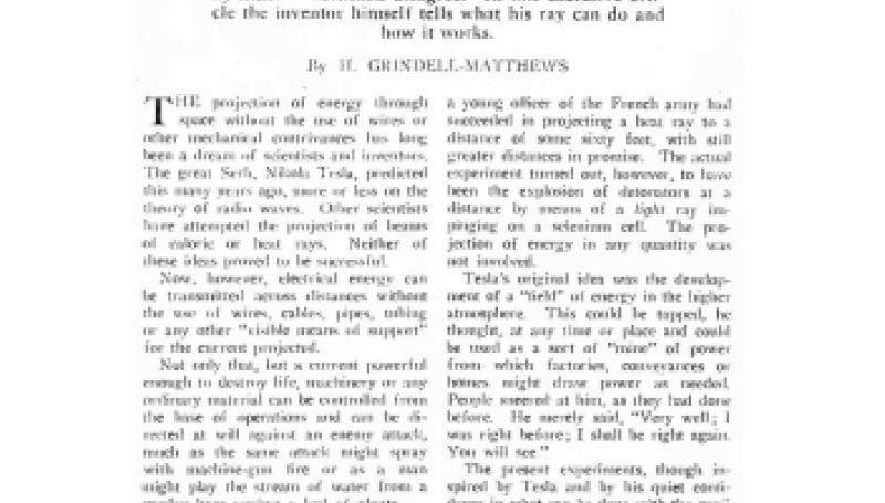 Preview of The New Death-Dealing "Diabolic Rays" article