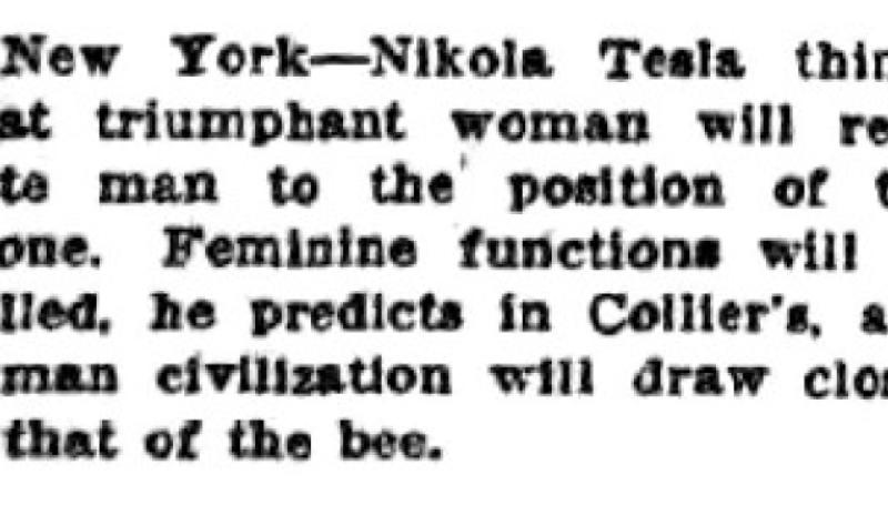 Preview of Tesla's Thoughts on the Triumphant Woman article