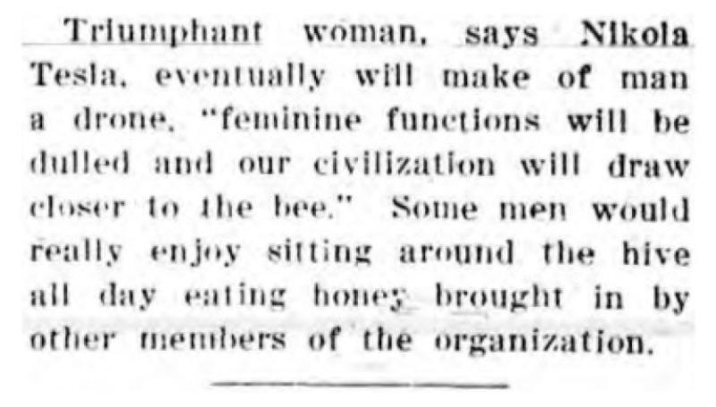 Preview of Tesla's Thoughts on the Triumphant Woman article