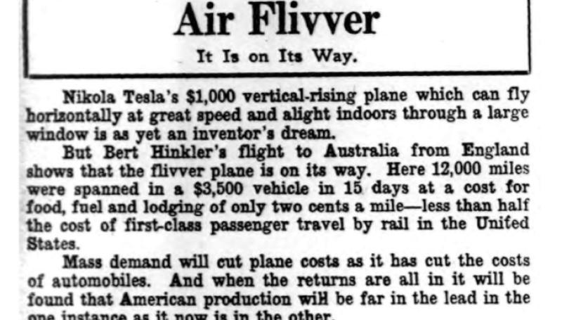 Preview of Air Flivver article