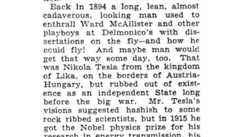 Preview of Tesla Celebrates His 75th Birthday article