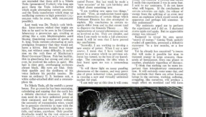 Preview of Nikola Tesla at 75 article