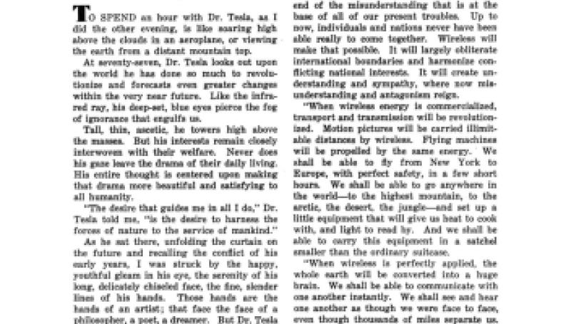 Preview of The World of Tomorrow - Interview with Nikola Tesla (INCOMPLETE) article