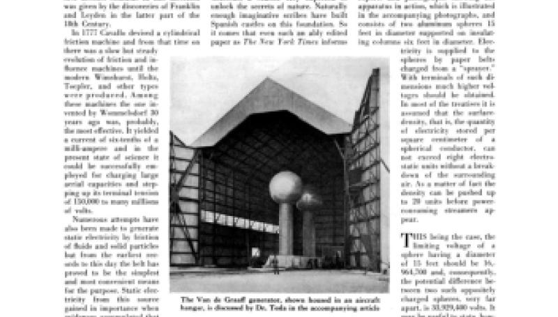 Preview of Possibilities of Electro-Static Generators article