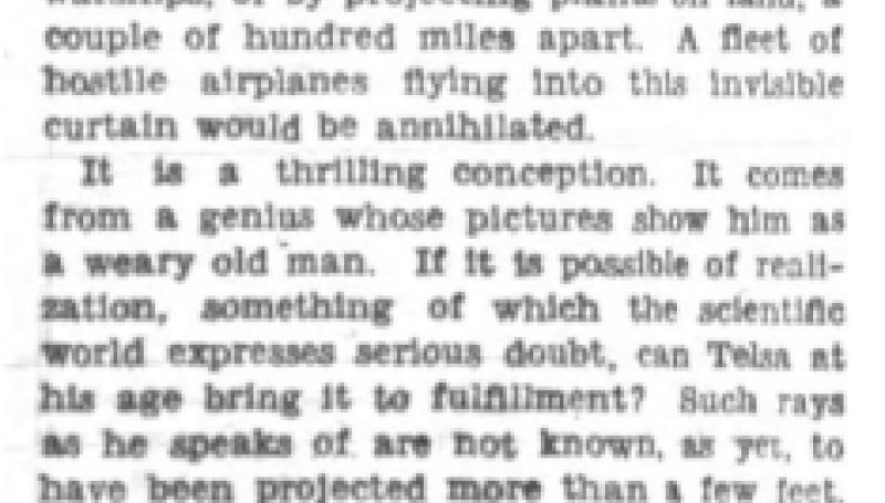 Preview of Tesla's Death Rays article