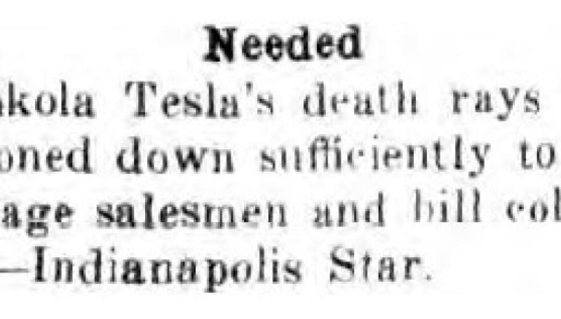 Preview of Needed - Nikola Tesla's Death Rays article
