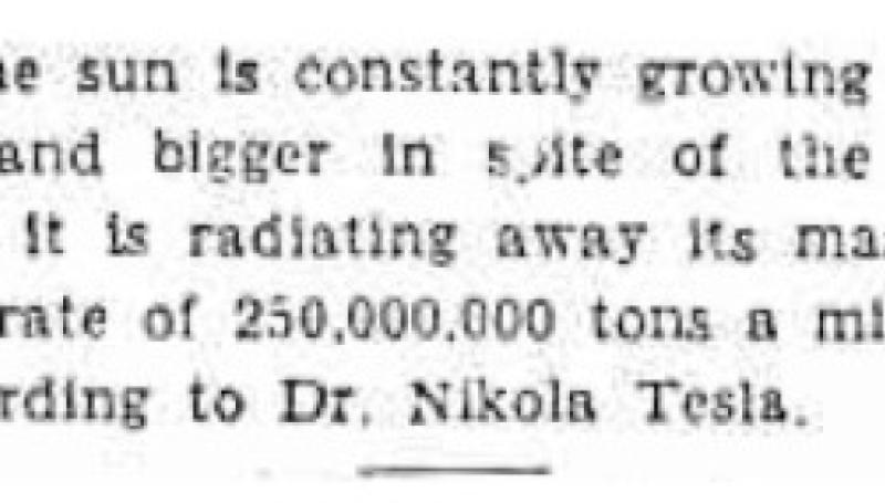 Preview of Nikola Tesla on the Sun article