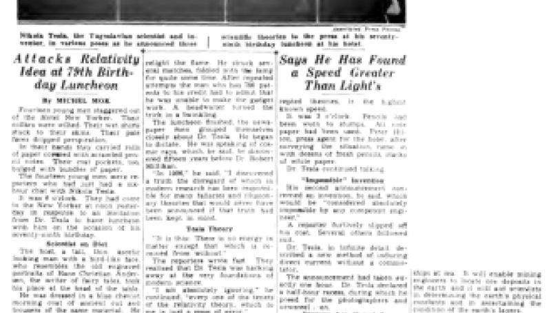 Preview of Nikola Tesla Wilts Fourteen Reporters With Fabulous New Science Theories article