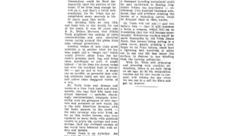 Preview of To the Moon with America's Greatest Living Inventor - Edwin C. Hill Discusses Works of Nikola Tesla article