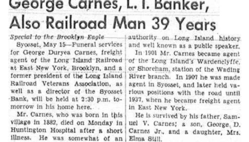 Preview of George Carnes, L. I. Banker, Also Railroad Man 39 Years article