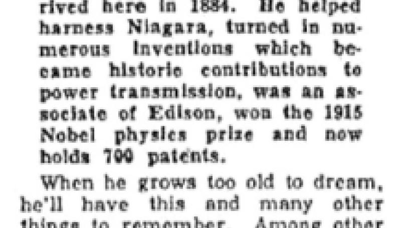 Preview of Nikola Tesla's Eighty-Fifth Birthday (reprint) article