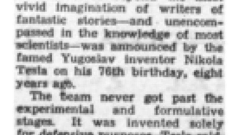 Preview of Stories in Stamps - Defensive "Death Ray" Would Abolish War (reprint) article