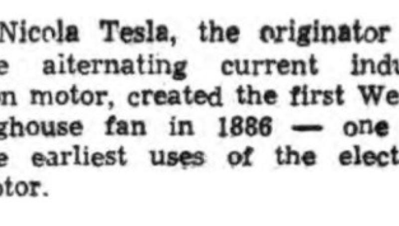 Preview of Nikola Tesla Created the First Westinghouse Fan article