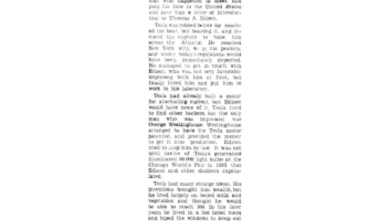 Preview of Owe Much to Nikola Tesla article