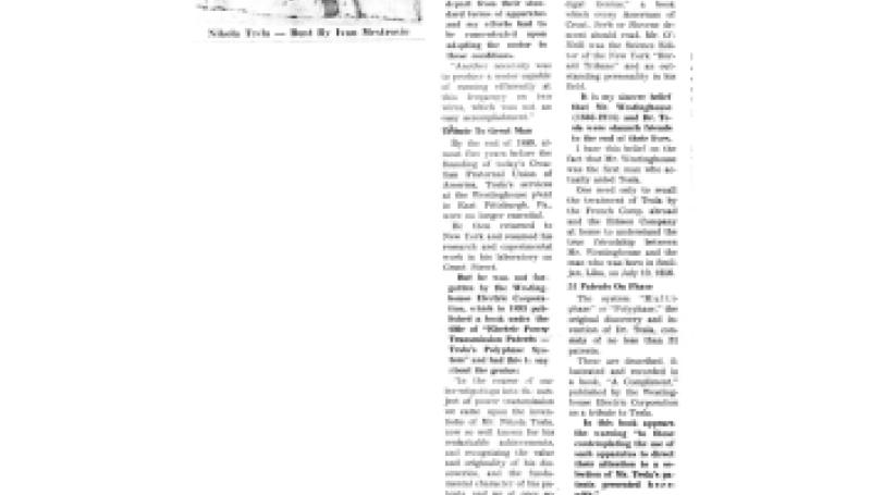 Preview of Tesla Came to East Pittsburgh in 1888 article