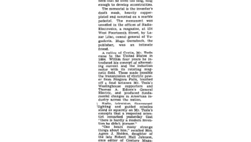 Preview of Tesla Memorial is Unveiled Here article