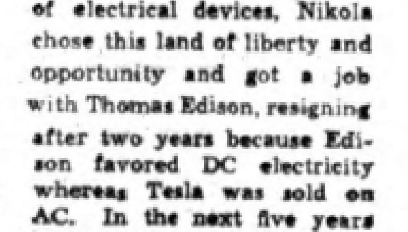 Preview of Centennial for Nikola Tesla article