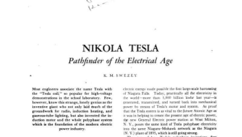 Preview of Nikola Tesla - Pathfinder of the Electrical Age article