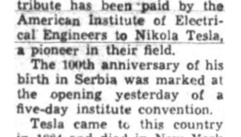 Preview of Engineers Observe Tesla Anniversary article