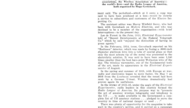 Preview of The Electrical Experimenter article