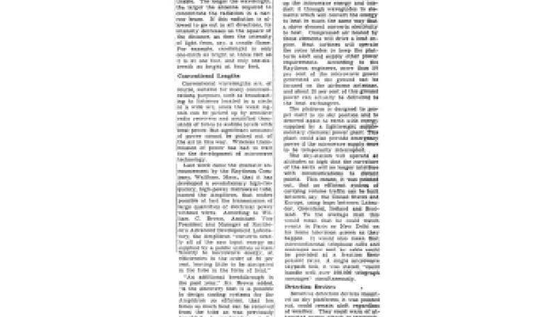 Preview of Transmission of Power by Radio Waves Would Make Space Platform Possible article