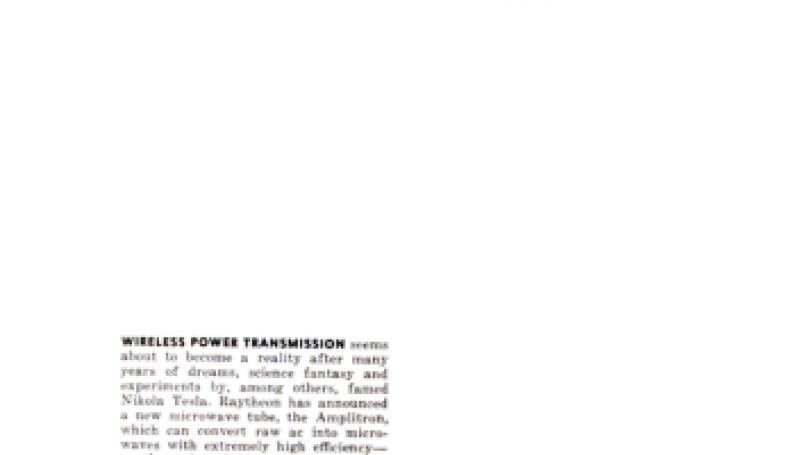 Preview of Wireless Power Transmission (July, 1959) article