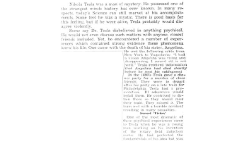 Preview of Tesla - Man of Mystery - Was Death Ray Perfected by His Genius? article