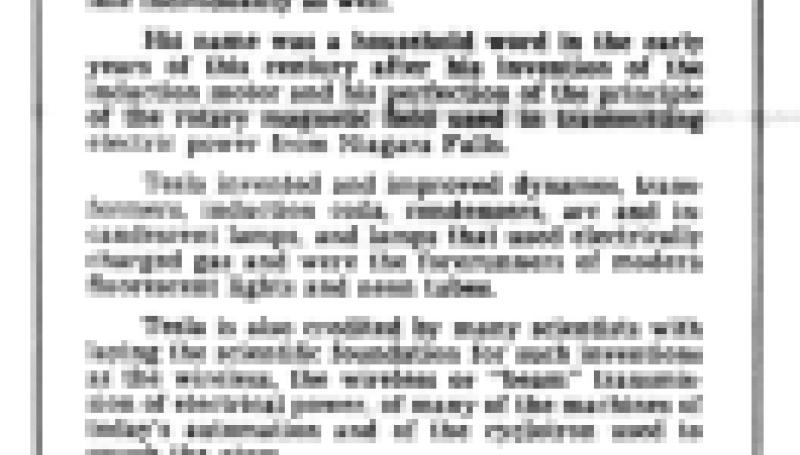 Preview of Profiles in Science - Nikola Tesla article