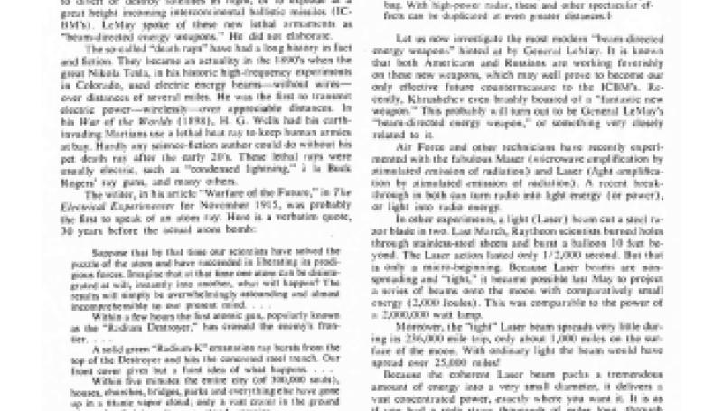Preview of Lethal Energy Beams article