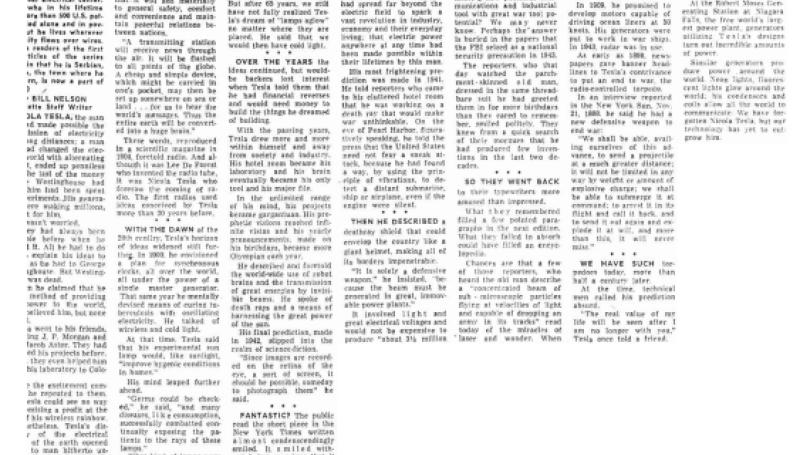 Preview of Tesla Predicted Radio Would Unite World article