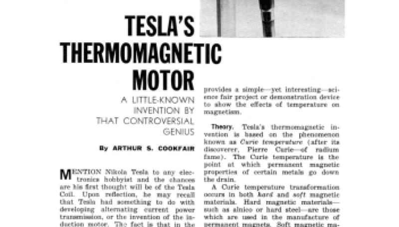 Preview of Tesla's Thermomagnetic Motor article