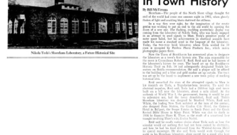 Preview of Signal to Mars Put Tesla's Lab In Town History article