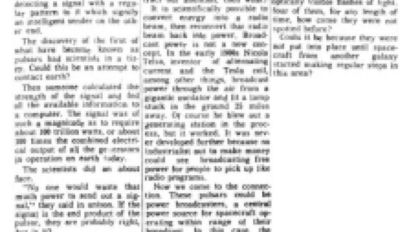 Preview of Do Pulsars Broadcast Power To Motors of Flying Saucers? article