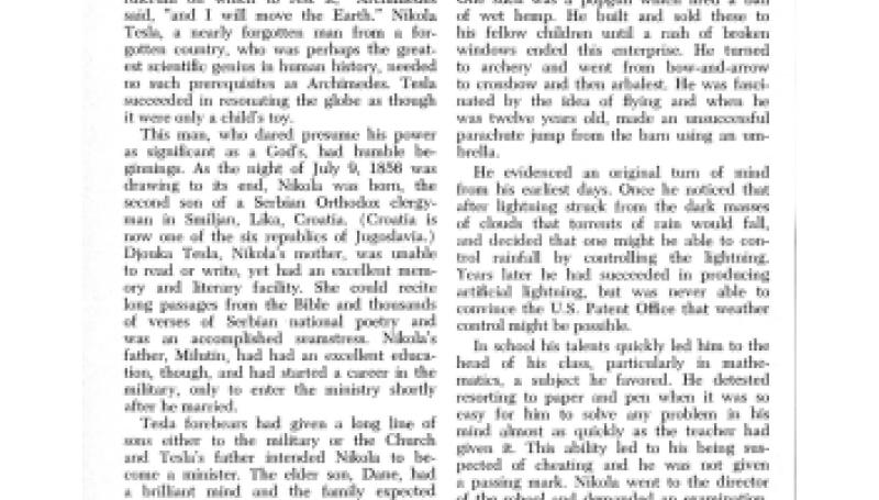 Preview of Nikola Tesla - Master of Electrical Energy article