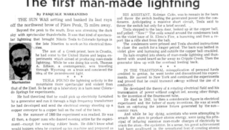Preview of The First Man-Made Lightning article