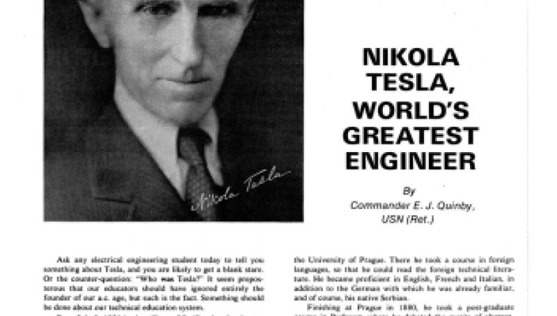 Preview of Nikola Tesla, World's Greatest Engineer article