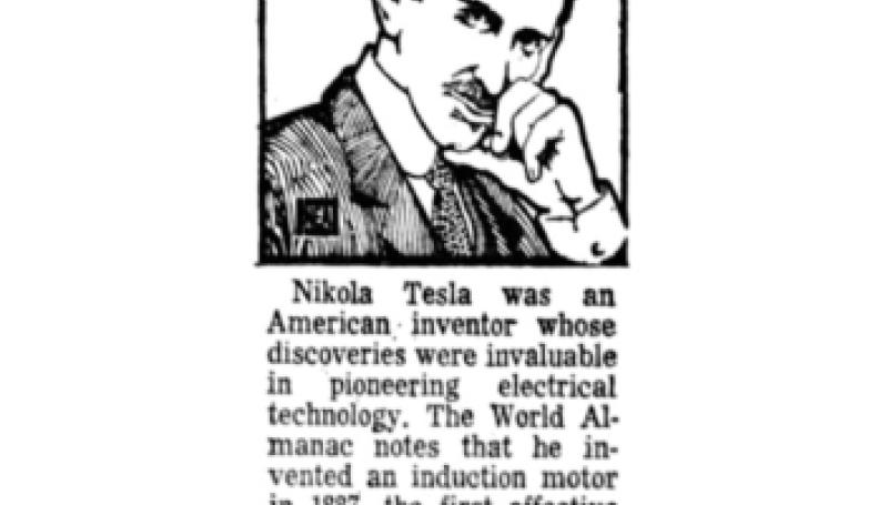 Preview of World Almanac Facts - Nikola Tesla article