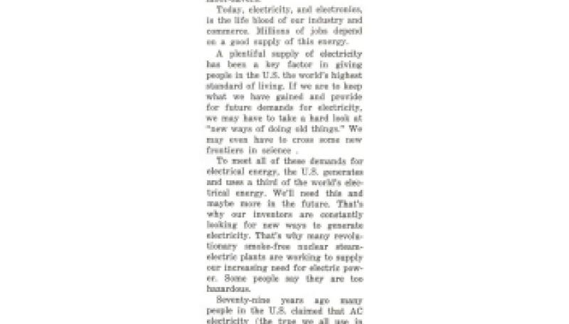 Preview of Our Needs for Electricity article