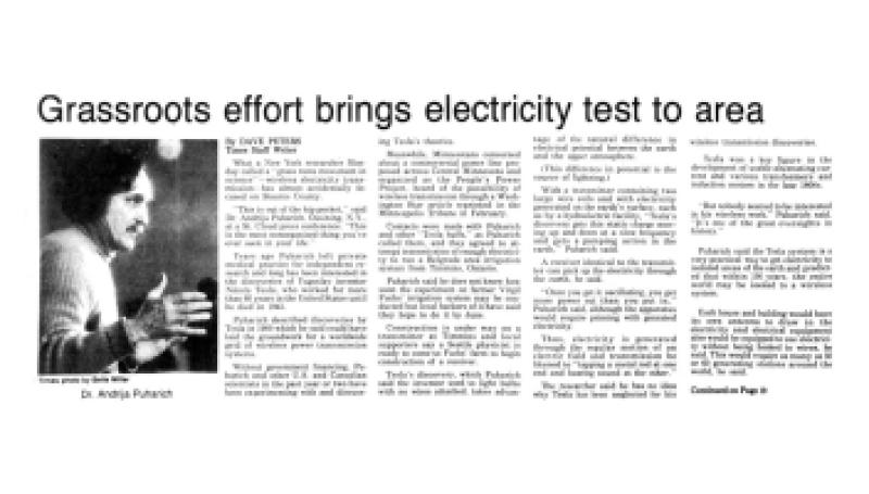 Preview of Grassroots Effort Brings Electricity Test to Area article