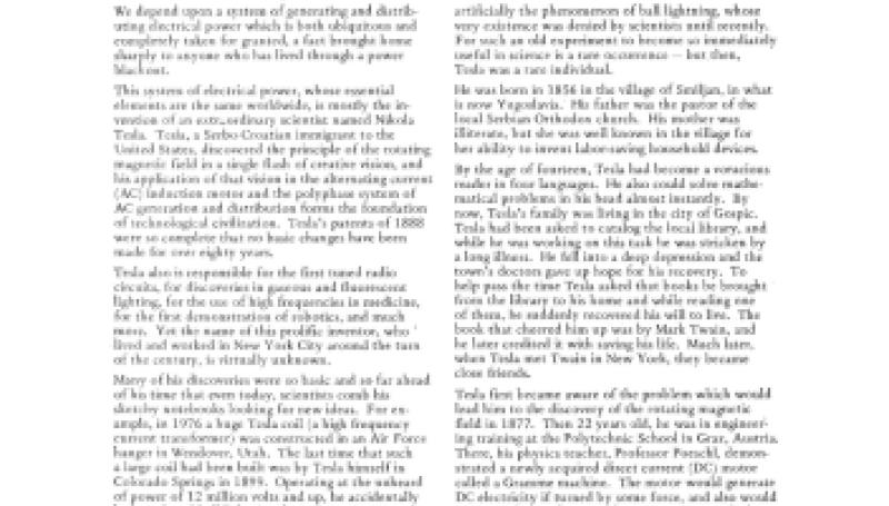 Preview of Tesla (by Bud Spurgeon) article