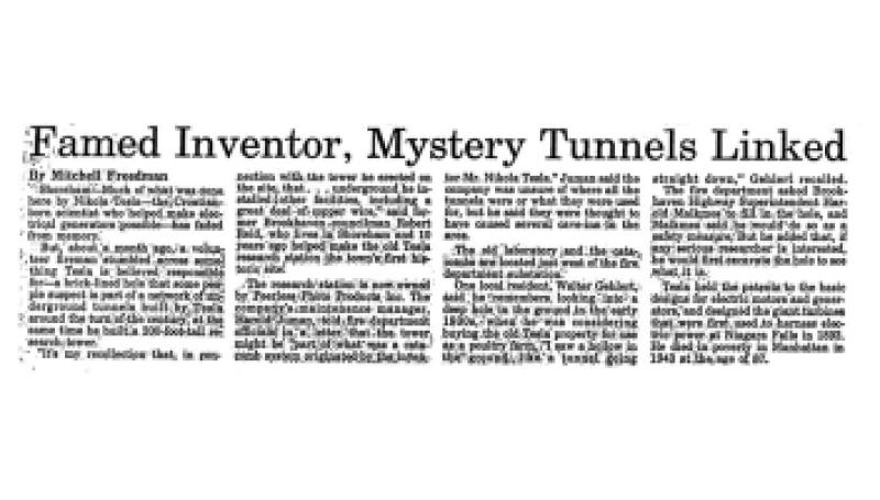 Preview of Famed Inventor, Mystery Tunnels Linked article