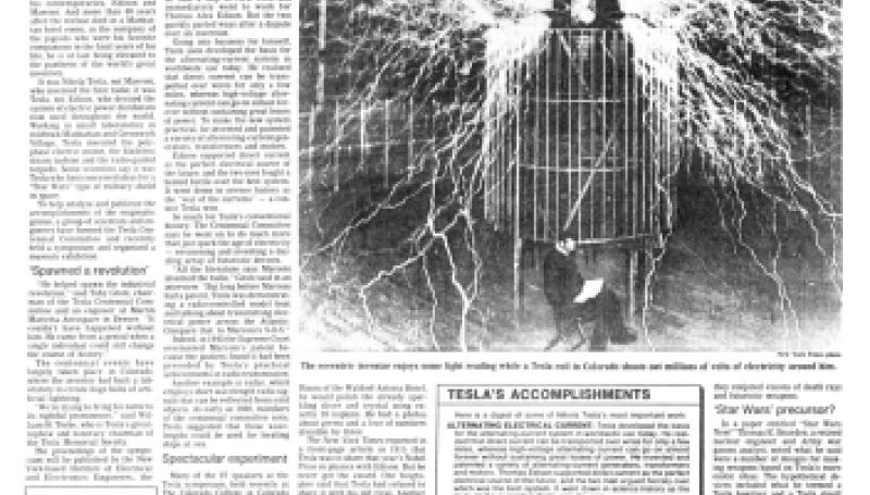 Preview of Recognition, At Last - Nikola Tesla Achievements Finally Get Their Due article
