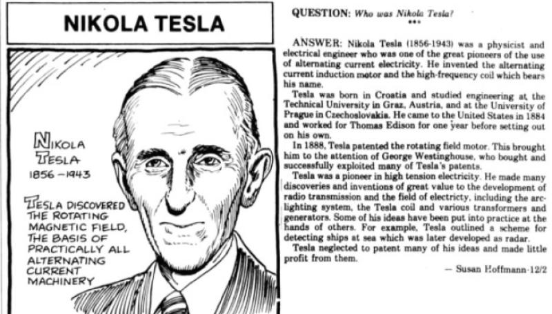 Preview of Junior Editor's Quiz - Testing Yourself - Nikola Tesla article