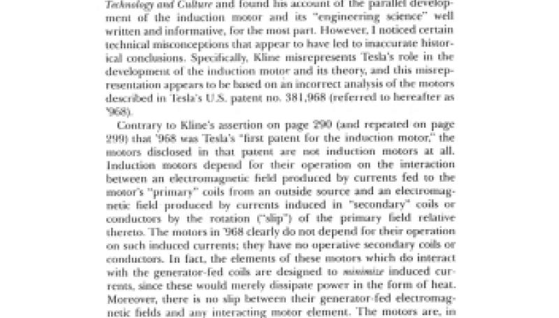 Preview of Communications - Tesla and the Induction Motor article