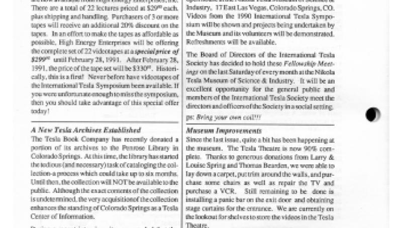 Preview of Tesla Briefs... A News Roundup of Tesla Technology (Oct. 1990) article